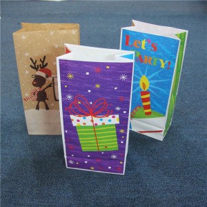 ไม่มีที่จับถุงกระดาษสำหรับงานปาร์ตี้สินค้าบรรจุคุกกี้ขนมถุงกระดาษคราฟท์