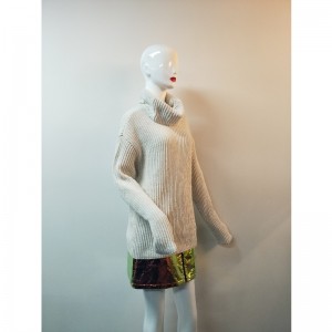 สีขาวเสื้อคอปกทรงสูง RLW0045F