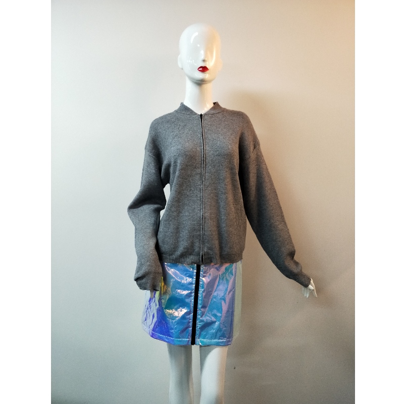 GREY ZIPPER SWEATER RLWS0052F