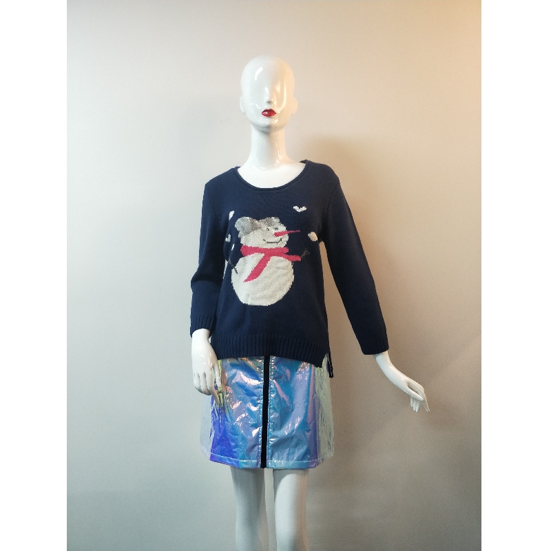 CARTOON NAVY CARTOON PRINT SLIT-SIDE SWEATER RLWS0088F