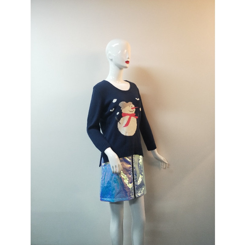 CARTOON NAVY CARTOON PRINT SLIT-SIDE SWEATER RLWS0088F