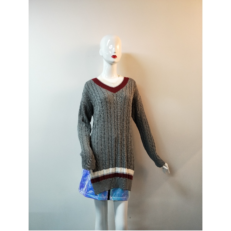 GRY SLIT-SIDE SWEATER RLWS0104F