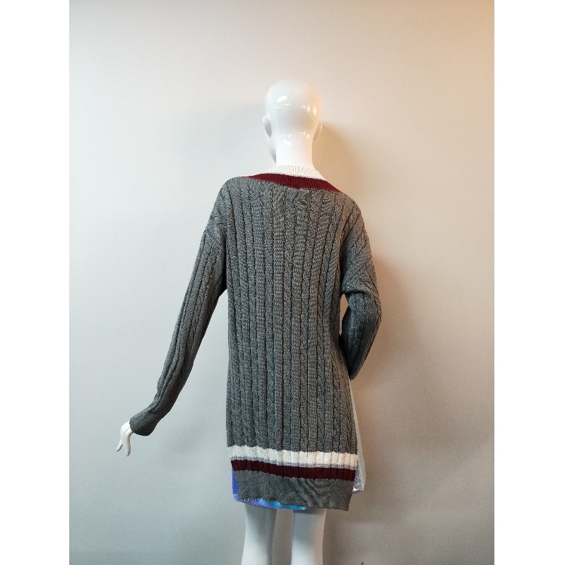 GRY SLIT-SIDE SWEATER RLWS0104F