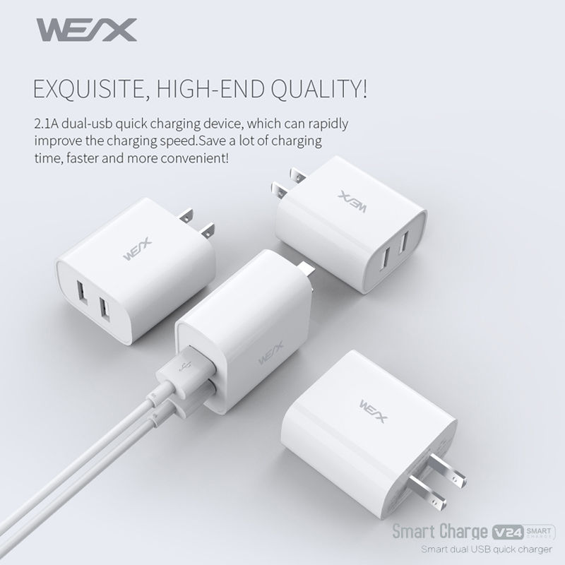 WEX - V24 เครื่องชาร์จ usb คู่, เครื่องชาร์จผนัง, อะแดปเตอร์