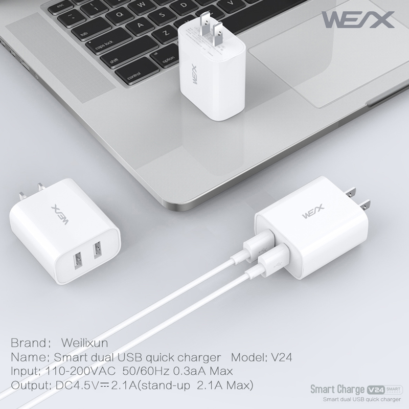 WEX - V24 เครื่องชาร์จ usb คู่, เครื่องชาร์จผนัง, อะแดปเตอร์