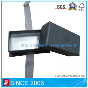 กล่องบรรจุภัณฑ์สีดำสุดหรูพร้อมฐานและริบบิ้น