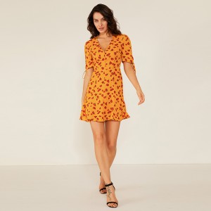 โรงงานมืออาชีพ Oem ผู้หญิงฤดูร้อนสบาย ๆ สวิงชุดพิมพ์ดอกไม้