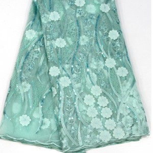 3d ดอกไม้ลูกไม้ด้วยเลื่อมที่มีคุณภาพสูงแอฟริกันผ้าลูกไม้ฝรั่งเศสสำหรับงานแต่งงานเย็บปักถักร้อยลูกไม้ผ้าสุทธิ