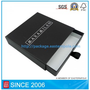 กล่องลิ้นชักกระดาษแข็งสีดำแข็ง