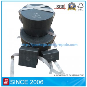 กล่องช็อคโกแลตกลมหรูหราพร้อมริบบิ้นปิด