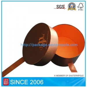 กล่องช็อคโกแลตกลมหรูหราพร้อมริบบิ้นปิด