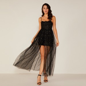 ปรับแต่งคุณภาพสูงผู้หญิงปาร์ตี้ออกแบบชุดราตรียาวเลื่อมกระโปรง