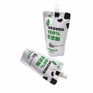 กระเป๋าพิมพ์แนวตั้งที่สามารถนํากลับมาใช้ใหม่สําหรับของเหลวเช่นนม