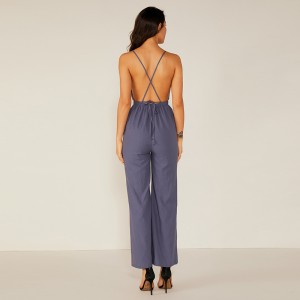 ซัมเมอร์คลับพรหม Loose Deep V Halter เซ็กซี่ Jumpsuit