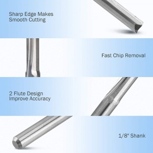 1/8 \"ก้าน Dia. คู่ขอบเราเตอร์ตรงบิตตรง End Mill มิลลิ่งตัด 2 ขลุ่ย CNC ตัดทังสเตนเหล็กตรงสล็อตบิตขลุ่ยความยาว 17 มิลลิเมตร, OAL 38.5 มิลลิเม...