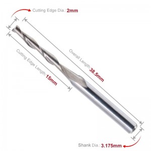 1/8 \"ก้าน Dia. คาร์ไบด์จมูกแบน End Bits 2 มิลลิเมตรตัด Dia CNC R Outer Bits บิตขลุ่ยเกลียวเครื่องมือตัด 10 ชิ้น, 15 มิลลิเมตรตัดขอบความยาว...
