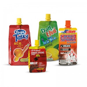 ที่กำหนดเอง 200 มิลลิลิตรของเหลวอลูมิเนียมพลาสติกเครื่องดื่มอินทรีย์กล้วยผลไม้เยลลี่น้ำผลไม้บรรจุภัณฑ์การจัดเก็บ doypack พวยก...