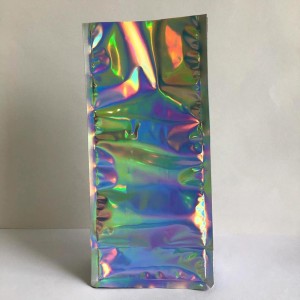 ที่กำหนดเองพิมพ์โลโก้ OEM เลเซอร์ฟิล์มด้านล่างแบน Stand Up Bag