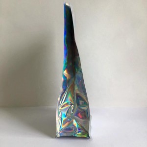 ที่กำหนดเองพิมพ์โลโก้ OEM เลเซอร์ฟิล์มด้านล่างแบน Stand Up Bag