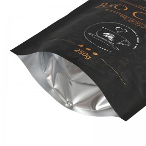 โลโก้ที่กำหนดเองถุงกาแฟนำมาใช้ใหม่ยืนขึ้นถุงที่มี ziplock ถุงบรรจุภัณฑ์สำหรับกาแฟ