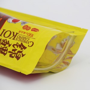 ที่กำหนดเองการพิมพ์ 100 กรัมยืนขึ้นถุงอาหารปลาพลาสติก