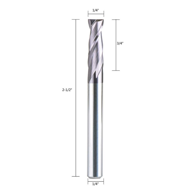 2 ขลุ่ย 1/4 นิ้ว Shank สแควร์จมูก End Mill คาร์ไบด์ CNC Upcut R Outer Bits Tiain เคลือบ, 2 1/2 นิ้วความยาว