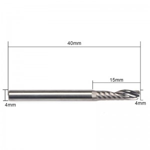 คาร์ไบด์ End Mill ตัด, ขลุ่ยเดี่ยว CNC Milling บิต, 5/32 \"4 มิลลิเมตรก้าน 4 มิลลิเมตรตัด Dia 15 มิลลิเมตรความยาวขลุ่ยความแม่นยำสูงอลูมิเนียมเ...