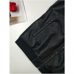 แจ็คเก็ตหนังสีดำสำหรับบุรุษ RLMPJ0002