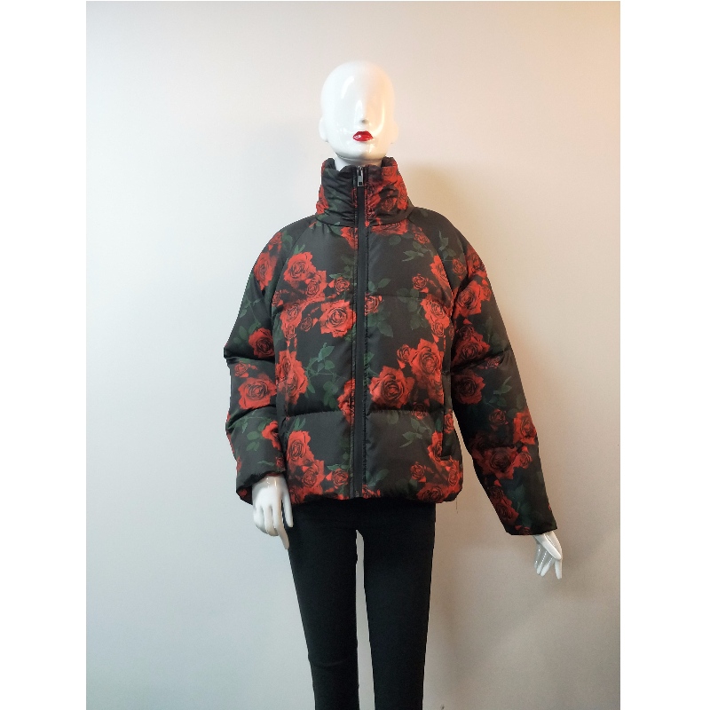 LADIES 'FLOWER PRINT PUFFER COAT RLWPC0007