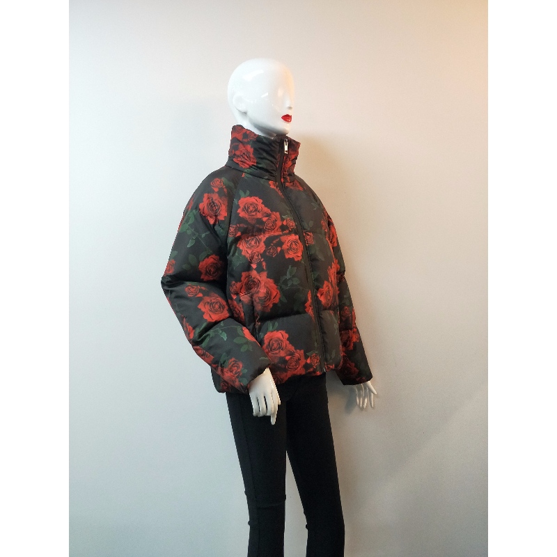 LADIES 'FLOWER PRINT PUFFER COAT RLWPC0007