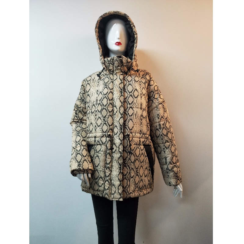 LADIES 'SERPENTINE PRINT PADDED COAT RLWPC0008