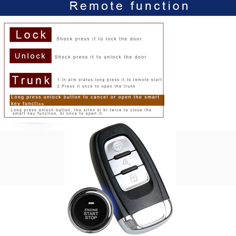 รายการ PKE keyless ล็อคอัตโนมัติ RFID และปลดล็อคในการเริ่มต้นปลุกรถ