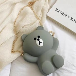 ซิลิโคนการ์ตูนกระเป๋าสาวกระเป๋าน่ารักซิลิโคนกระเป๋าโทรศัพท์มือถือหมีบุคลิกภาพห่วงโซ่ไหล่เดี่ยวกระเป๋ากระเป๋าเฉียง