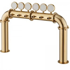 อุปกรณ์จำหน่ายเบียร์บาร์ร้านอาหารไวน์คุณภาพสูงคอลัมน์ 6 หลุมประตูแบบไวน์ทาวเวอร์พร้อมหลอดไฟ PVD