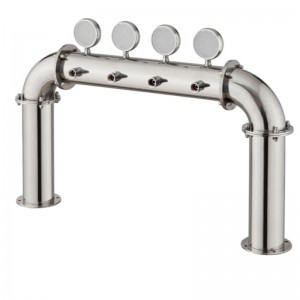 อุปกรณ์จำหน่ายเบียร์บาร์ร้านอาหารไวน์คุณภาพสูงคอลัมน์ 4 รูประตูแบบไวน์ทาวเวอร์พร้อมหลอดไฟ PVD