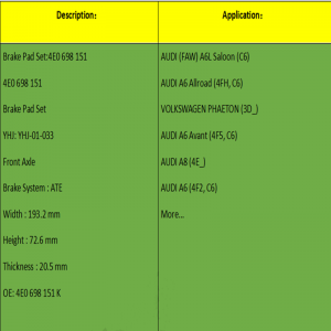 ผ้าเบรค (OE: 4E0698151K)