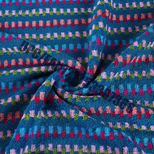 สิ่งทอ JMD ด่วนแห้งผ้าฝ้าย 100%, หมีน้อยการ์ตูนเย็บปักถักร้อย, หลายสีย้อม Jacquard ชุดผ้าขนหนูในห้องน้ำ, ชุด 6 ชิ้น (สีฟ้า)