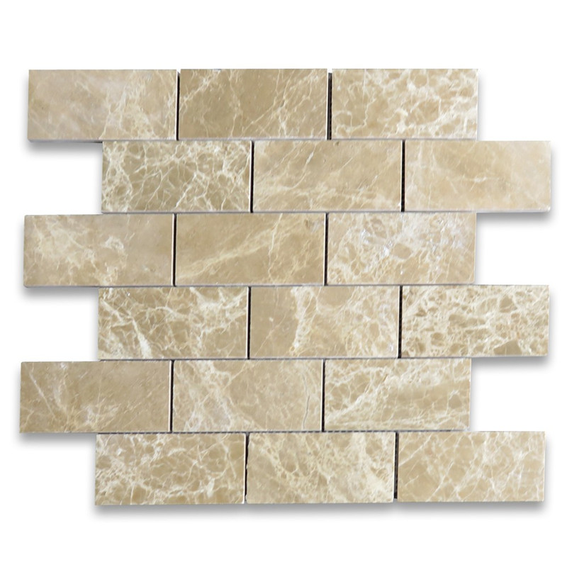 Emperador Light 2x4 Grand Brick กระเบื้องโมเสค Subway Polished