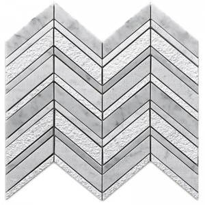 Carrara bianco honed chevron กระเบื้องโมเสคพื้นผนังหินอ่อน