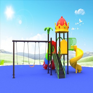 มงกุฎกลางแจ้งหลังคาบ้านเล่นอุปกรณ์สนามเด็กเล่นกับเด็กแกว่งสไลด์เกมสำหรับเด็ก