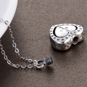 เผาศพสร้อยคอเงินแท้ 925 หน่วยความจำหัวใจข้ามจี้สร้อยคอศพสำหรับขี้เถ้า