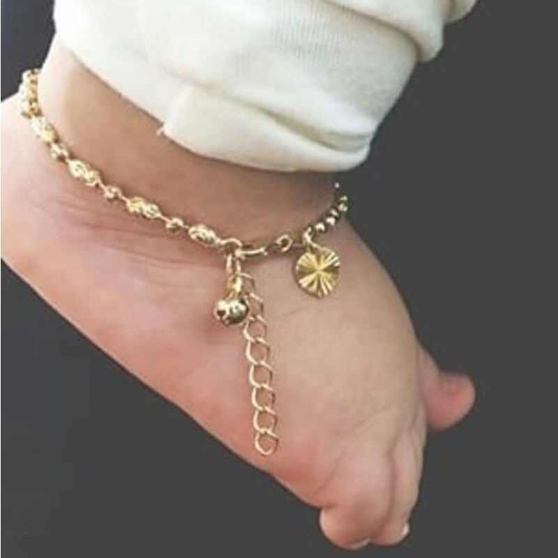 เครื่องประดับเด็กทารกของขวัญเด็กโซ่เท้า 925 เงินสเตอร์ลิงสร้อยข้อมือข้อเท้าทารกเกิด