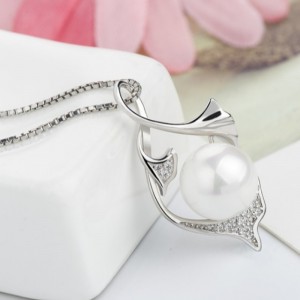 สร้อยคอจี้มุกมุกสีขาวทอง 14k สำหรับผู้หญิงเงินแท้ 925