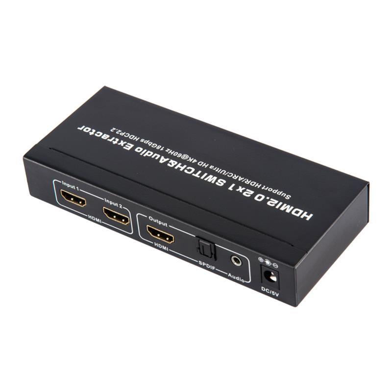 V2.0 HDMI 2x1 Switcher & Audio Extractor รองรับ ARC Ultra HD 4Kx2K @ 60Hz HDCP2.2 18Gbps