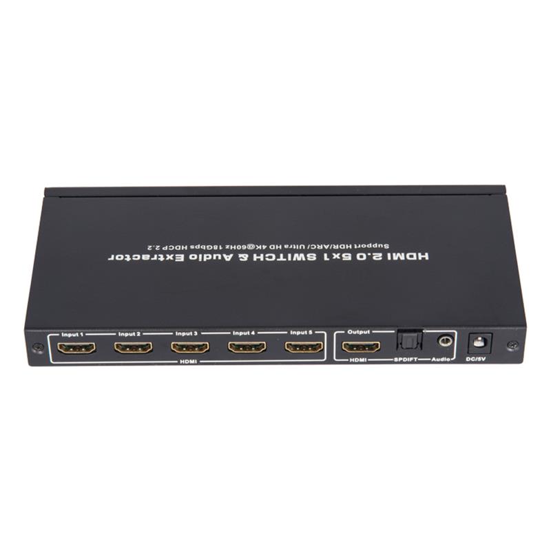 V2.0 HDMI 5x1 Switcher & Audio Extractor รองรับ ARC Ultra HD 4Kx2K @ 60Hz HDCP2.2 18Gbps