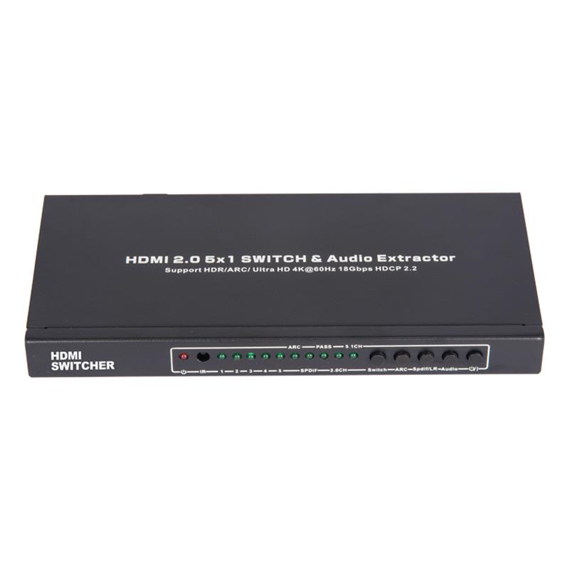 V2.0 HDMI 5x1 Switcher & Audio Extractor รองรับ ARC Ultra HD 4Kx2K @ 60Hz HDCP2.2 18Gbps