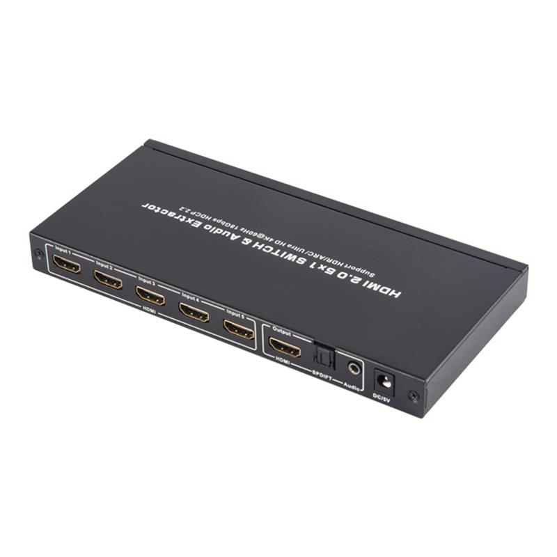 V2.0 HDMI 5x1 Switcher & Audio Extractor รองรับ ARC Ultra HD 4Kx2K @ 60Hz HDCP2.2 18Gbps