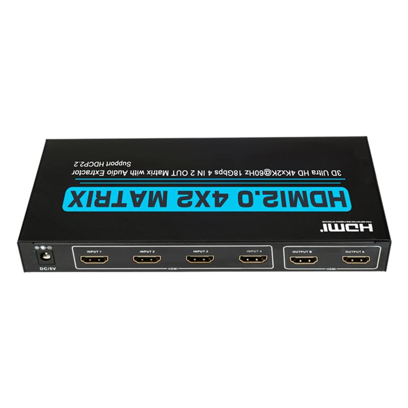 V2.0 HDMI 4x2 Matrix รองรับ Ultra HD 4Kx2K @ 60Hz HDCP2.2 18Gbps พร้อมระบบแยกเสียง