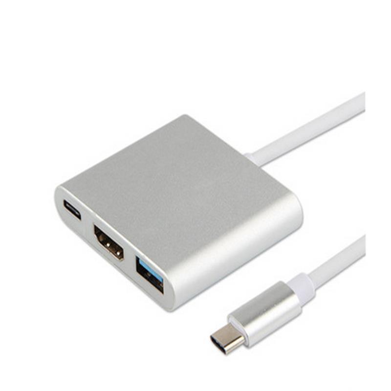 USB Type C เป็น HDMI + USB 3.0 + อะแดปเตอร์ Type C Hub