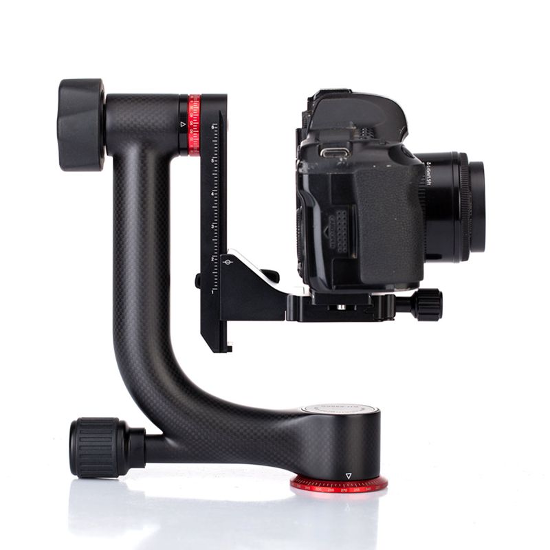 KINGJOY อุปกรณ์เสริมขาตั้งกล้องคาร์บอนไฟเบอร์ขนาดใหญ่ Gimbal Head พร้อม Arca-Swiss จานปล่อยรวดเร็วสูงสุดถึง£ 50/20 กก.